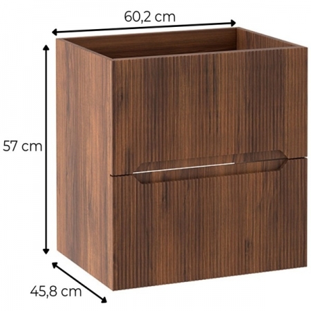 Ryflowana szafka pod umywalkę 60 cm łazienkowa orzech warmia NORO